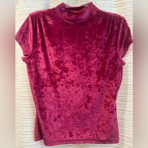 Pink velvet mock neck top